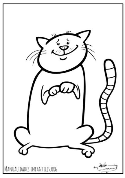 Dibujos de gatos para colorear -Manualidades Infantiles: Aprender como Dibujar Fácil, dibujos de Un Gato De Pie, como dibujar Un Gato De Pie paso a paso para colorear