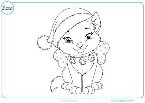 Dibujos de gatos para imprimir y colorear - Mundo Primaria: Aprender como Dibujar Fácil, dibujos de Un Gato Navideño, como dibujar Un Gato Navideño paso a paso para colorear