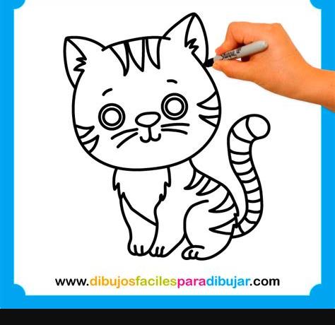 Cómo dibujar un gato paso a paso - Dibujos faciles para: Dibujar Fácil, dibujos de Un Gato Paso Apaso, como dibujar Un Gato Paso Apaso para colorear