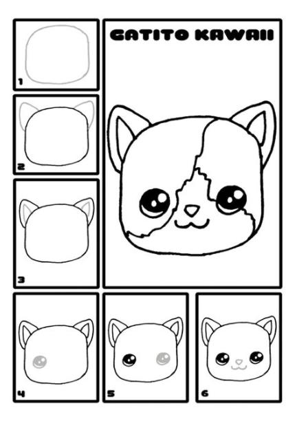 como-dibujar-gato-4-paso-a-paso - Dibujando con Vani: Dibujar Fácil con este Paso a Paso, dibujos de Un Gato Pasos, como dibujar Un Gato Pasos para colorear e imprimir