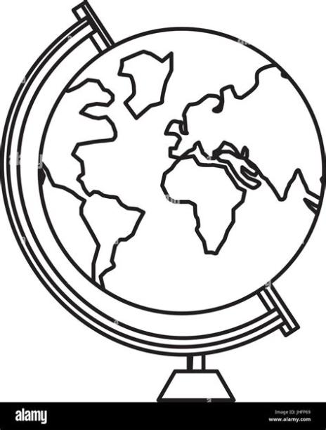 Icono de globo terráqueo escolar ilustración vectorial: Aprende como Dibujar Fácil con este Paso a Paso, dibujos de Un Globo Terraqueo En Una Esfera, como dibujar Un Globo Terraqueo En Una Esfera para colorear