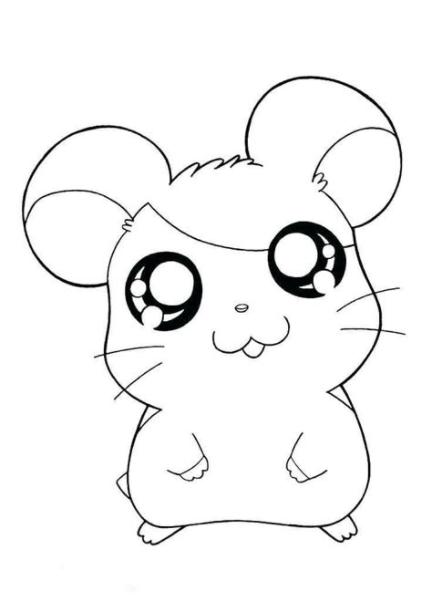 Dibujos de Kawaii para Colorear. Imprimir caracteres: Dibujar y Colorear Fácil con este Paso a Paso, dibujos de Un Hamster Kawaii, como dibujar Un Hamster Kawaii para colorear