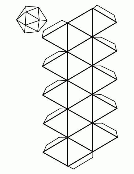 Icosaedro recortable - Dibujos para colorear: Aprender a Dibujar Fácil con este Paso a Paso, dibujos de Un Icosaedro Regular, como dibujar Un Icosaedro Regular para colorear