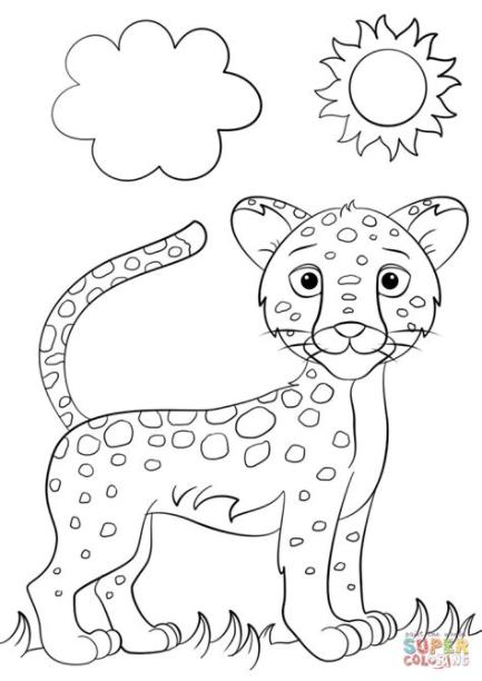 Cute Cartoon Jaguar coloring page | Free Printable: Aprender como Dibujar y Colorear Fácil, dibujos de Un Jaguar Para Niños, como dibujar Un Jaguar Para Niños para colorear