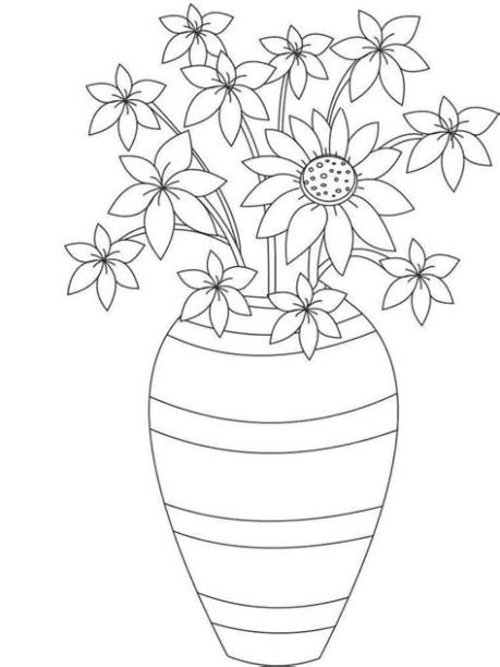 10 dibujos de flores en un jarron para colorear: Dibujar y Colorear Fácil, dibujos de Un Jarron De Flores, como dibujar Un Jarron De Flores paso a paso para colorear