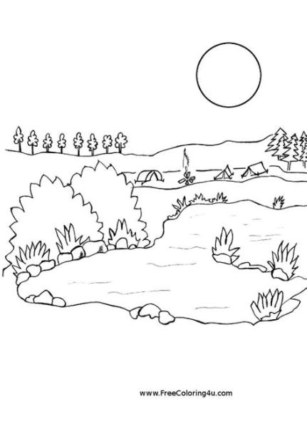 Lago (Naturaleza) – Colorear dibujos gratis: Aprender como Dibujar y Colorear Fácil, dibujos de Un Lago, como dibujar Un Lago para colorear e imprimir