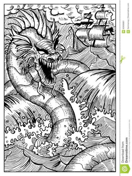 Dragón Del Leviatán O Del Mar Ejemplo Grabado De La: Dibujar Fácil con este Paso a Paso, dibujos de Un Leviatan, como dibujar Un Leviatan para colorear e imprimir