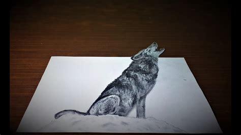 Cómo dibujar un lobo aullando en 3D - Ilusión óptica: Dibujar Fácil con este Paso a Paso, dibujos de Un Lobo En 3D, como dibujar Un Lobo En 3D paso a paso para colorear