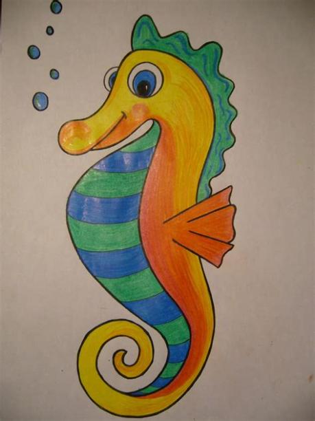 Dibujos De Animales Faciles A Color: Dibujar Fácil con este Paso a Paso, dibujos de Un Mar Con Lapices De Colores, como dibujar Un Mar Con Lapices De Colores para colorear e imprimir