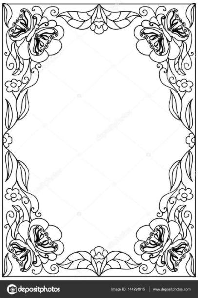 Imágenes: marco floral para colorear | Página de marco: Aprende como Dibujar y Colorear Fácil, dibujos de Un Marco De Flores, como dibujar Un Marco De Flores para colorear