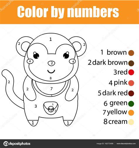 Dibujo para colorear con mono. Color por números juego: Aprende a Dibujar y Colorear Fácil, dibujos de Un Mono Con Numeros, como dibujar Un Mono Con Numeros para colorear e imprimir