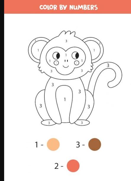 Libro para colorear por números. mono de dibujos animados: Aprender como Dibujar Fácil con este Paso a Paso, dibujos de Un Mono Con Numeros, como dibujar Un Mono Con Numeros paso a paso para colorear