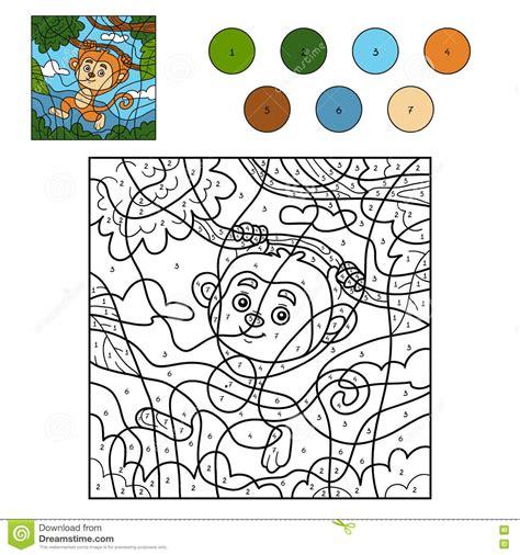 Color Por El Número Para Los Niños Con El Mono: Dibujar Fácil, dibujos de Un Mono Con Numeros, como dibujar Un Mono Con Numeros para colorear