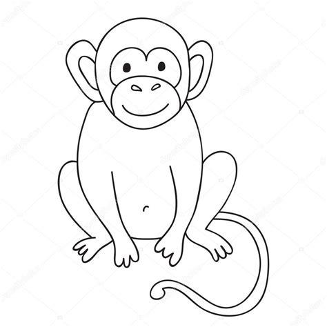 Vector divertido mono. ilustración para colorear página: Aprende a Dibujar Fácil, dibujos de Un Mono Para Niños, como dibujar Un Mono Para Niños para colorear e imprimir