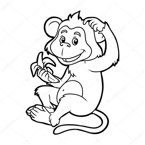 Libro para colorear para niños: mono Imagen Vectorial de: Aprende como Dibujar Fácil con este Paso a Paso, dibujos de Un Mono Para Niños, como dibujar Un Mono Para Niños para colorear