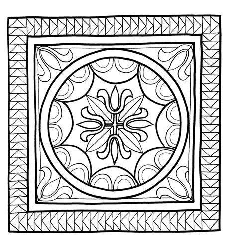 Mandalas Para Pintar: Mosaico de Pompeya (Italia): Dibujar y Colorear Fácil, dibujos de Un Mosaico, como dibujar Un Mosaico paso a paso para colorear