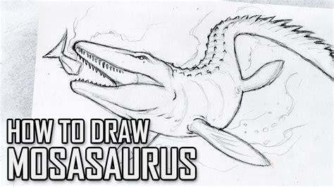 How To Draw Mosasaurus from Jurassic World - Tutorial: Aprender como Dibujar y Colorear Fácil con este Paso a Paso, dibujos de Un Mosasaurio, como dibujar Un Mosasaurio paso a paso para colorear