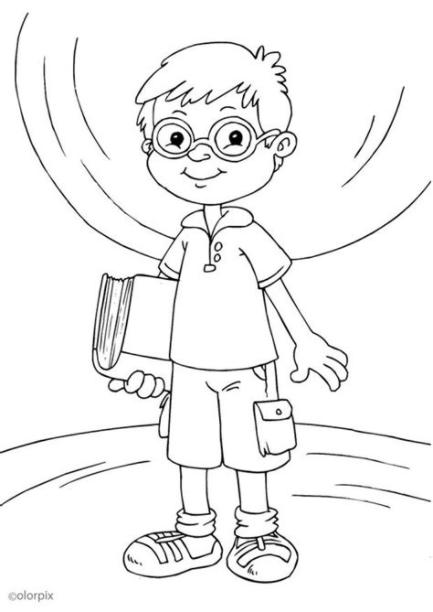 Dibujo para colorear llevar gafas - Dibujos Para Imprimir: Dibujar Fácil con este Paso a Paso, dibujos de Un Niño Con Gafas, como dibujar Un Niño Con Gafas paso a paso para colorear