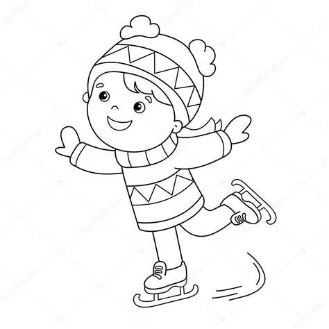 Dibujos: invierno coloreados | Para colorear esquema de: Aprende como Dibujar y Colorear Fácil con este Paso a Paso, dibujos de Un Niño Patinando, como dibujar Un Niño Patinando para colorear