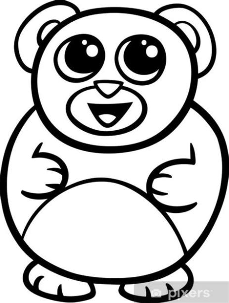 Fotomural Colorear oso de dibujos animados kawaii: Aprender a Dibujar Fácil, dibujos de Un Osito Kawaii, como dibujar Un Osito Kawaii paso a paso para colorear