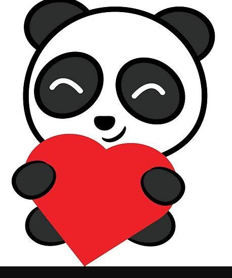 Póster «Happy Panda abrazando el corazón» de: Dibujar y Colorear Fácil, dibujos de Un Oso Panda Con Un Corazon, como dibujar Un Oso Panda Con Un Corazon para colorear