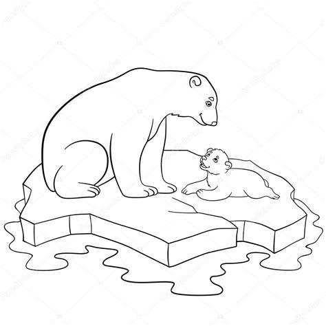 Dibujos para colorear. Madre oso polar con su lindo bebé: Aprender como Dibujar y Colorear Fácil, dibujos de Un Oso Polar Bebé, como dibujar Un Oso Polar Bebé paso a paso para colorear