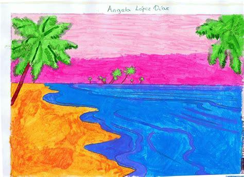 playa-témpera - Web del maestro: Aprender como Dibujar Fácil, dibujos de Un Paisaje Con Acuarelas, como dibujar Un Paisaje Con Acuarelas paso a paso para colorear