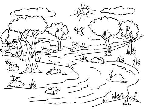 Dibujos para colorear de Naturaleza. Paisaje. bosque: Dibujar Fácil con este Paso a Paso, dibujos de Un Paisaje Con Arboles, como dibujar Un Paisaje Con Arboles para colorear