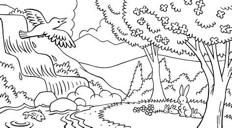Dibujos para colorear de Naturaleza. Paisaje. bosque: Dibujar y Colorear Fácil, dibujos de Un Paisaje Con Montañas, como dibujar Un Paisaje Con Montañas para colorear
