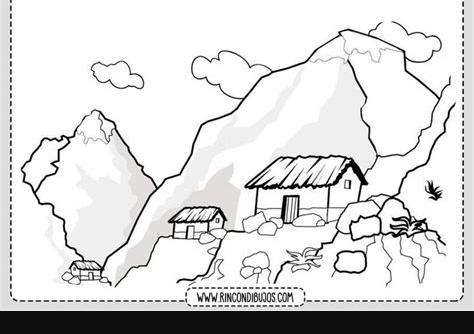 Dibujo Paisaje de Montañas para Colorear - Rincon Dibujos: Aprende como Dibujar y Colorear Fácil con este Paso a Paso, dibujos de Un Paisaje De Montaña, como dibujar Un Paisaje De Montaña para colorear e imprimir