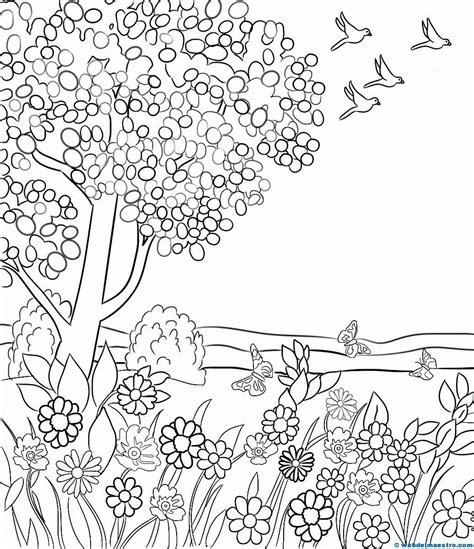 Pin en Primavera: Dibujar y Colorear Fácil, dibujos de Un Paisaje De Primavera, como dibujar Un Paisaje De Primavera paso a paso para colorear