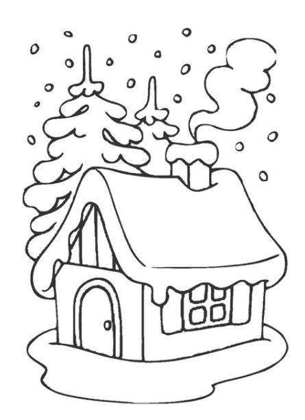 Dibujo para imprimir y colorear de Casita nevada de Navidad: Aprender a Dibujar y Colorear Fácil con este Paso a Paso, dibujos de Un Paisaje Nevado, como dibujar Un Paisaje Nevado paso a paso para colorear