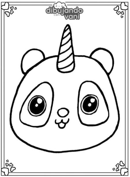 Dibujo de un panda unicornio para imprimir y colorear: Dibujar y Colorear Fácil, dibujos de Un Panda Unicornio, como dibujar Un Panda Unicornio para colorear