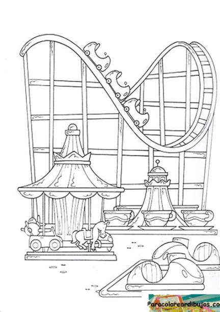 Parques para colorear - Imagui | Roller coaster drawing: Dibujar y Colorear Fácil con este Paso a Paso, dibujos de Un Parque De Atracciones, como dibujar Un Parque De Atracciones para colorear e imprimir