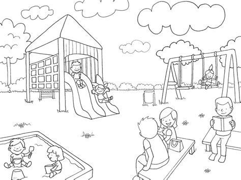 Imprimir: Parque en primavera: Dibujos para colorear: Aprender a Dibujar Fácil, dibujos de Un Parque Para Niños, como dibujar Un Parque Para Niños para colorear e imprimir
