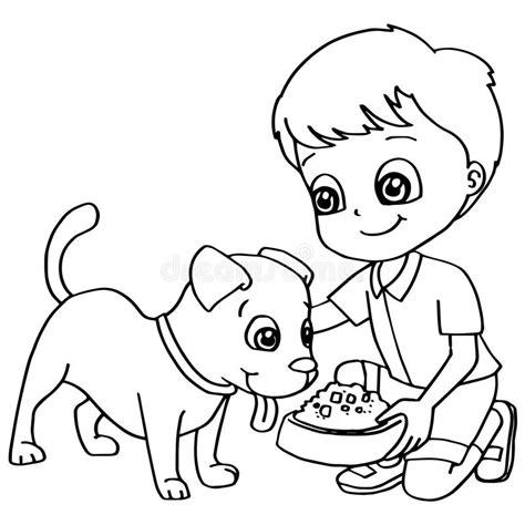 Vector Del Perro De La Alimentación Infantil Del Libro De: Aprender a Dibujar Fácil con este Paso a Paso, dibujos de Un Perro Comiendo, como dibujar Un Perro Comiendo paso a paso para colorear