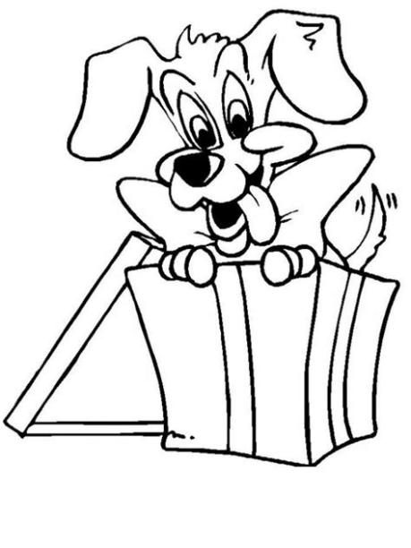 Colorear dibujo de un perro con regalo – CUCALUNA: Dibujar y Colorear Fácil, dibujos de Un Perro Con La Mano, como dibujar Un Perro Con La Mano para colorear