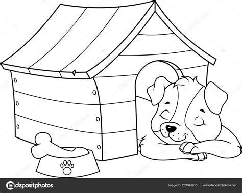 Cachorro Dormir Una Caseta Perro Página Para Colorear: Dibujar y Colorear Fácil con este Paso a Paso, dibujos de Un Perro Durmiendo, como dibujar Un Perro Durmiendo para colorear