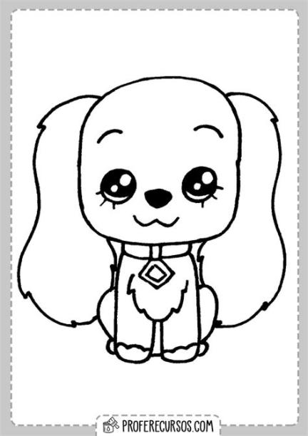 Dibujo Perro Colorear Kawaii - Profe Recursos: Aprender como Dibujar y Colorear Fácil, dibujos de Un Perro Kawai, como dibujar Un Perro Kawai para colorear