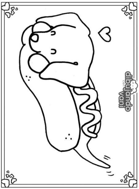 Dibujo de un perro salchicha para imprimir y colorear: Aprender como Dibujar Fácil, dibujos de Un Perro Salchicha Kawaii, como dibujar Un Perro Salchicha Kawaii para colorear e imprimir
