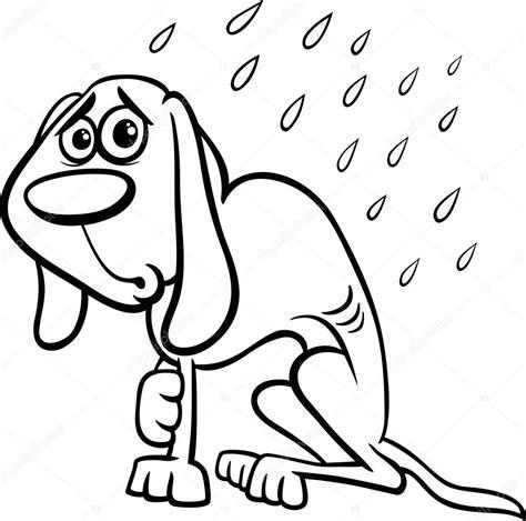 homeless dog cartoon coloring page — Stock Vector: Aprende como Dibujar y Colorear Fácil con este Paso a Paso, dibujos de Un Perro Triste, como dibujar Un Perro Triste para colorear