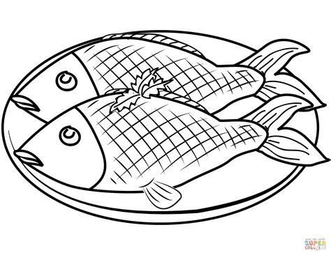 Dibujo de Plato con pescado para colorear | Dibujos para: Dibujar y Colorear Fácil, dibujos de Un Pescado, como dibujar Un Pescado paso a paso para colorear