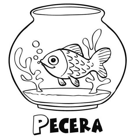 Dibujos para colorear de animales. Mis mascotas: Dibujar y Colorear Fácil, dibujos de Un Pez En Una Pecera, como dibujar Un Pez En Una Pecera para colorear e imprimir