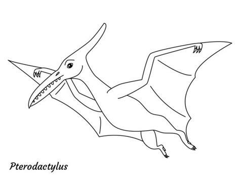 Lindo Personaje Dibujos Animados Pterodactylus Dino Vector: Dibujar Fácil, dibujos de Un Pterodactilo, como dibujar Un Pterodactilo para colorear e imprimir