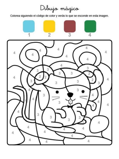 Imprimir: Dibujo mágico de un ratón: dibujo para: Dibujar Fácil con este Paso a Paso, dibujos de Un Raton Con Numeros, como dibujar Un Raton Con Numeros para colorear e imprimir