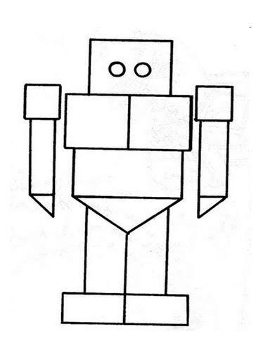 Fichas de geométria | Figuras geometricas para niños: Dibujar Fácil con este Paso a Paso, dibujos de Un Robot Con Figuras Geometricas, como dibujar Un Robot Con Figuras Geometricas para colorear e imprimir