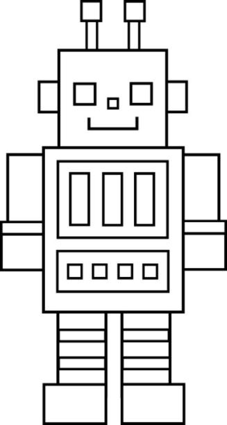 Little Robot Line Art | Robots dibujo. Figuras geometricas: Aprende a Dibujar Fácil, dibujos de Un Robot Con Figuras Geometricas, como dibujar Un Robot Con Figuras Geometricas para colorear