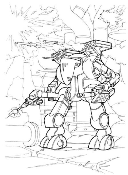 Dibujo para colorear - Gran Guerra Robot: Aprende a Dibujar Fácil con este Paso a Paso, dibujos de Un Robot De Guerra, como dibujar Un Robot De Guerra para colorear e imprimir