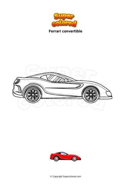 Dibujo para colorear Ferrari convertible - Supercolored.com: Dibujar Fácil con este Paso a Paso, dibujos de Un Superdeportivo, como dibujar Un Superdeportivo para colorear e imprimir
