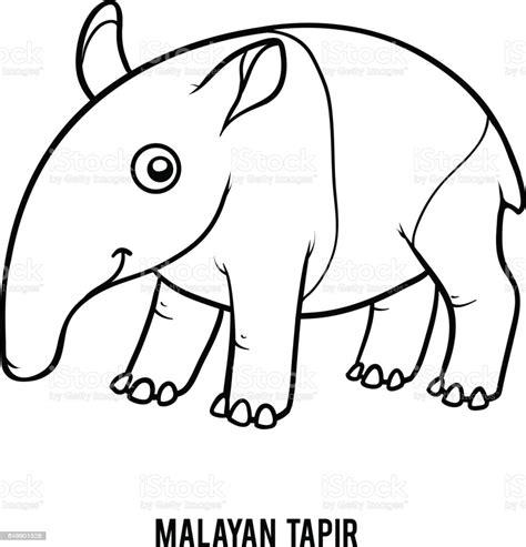 Ilustración de Libro Para Colorear Tapir Malayo y más: Aprende a Dibujar Fácil con este Paso a Paso, dibujos de Un Tapir, como dibujar Un Tapir paso a paso para colorear